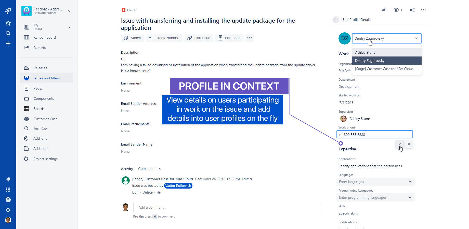 La vista dalla Issue di Jira