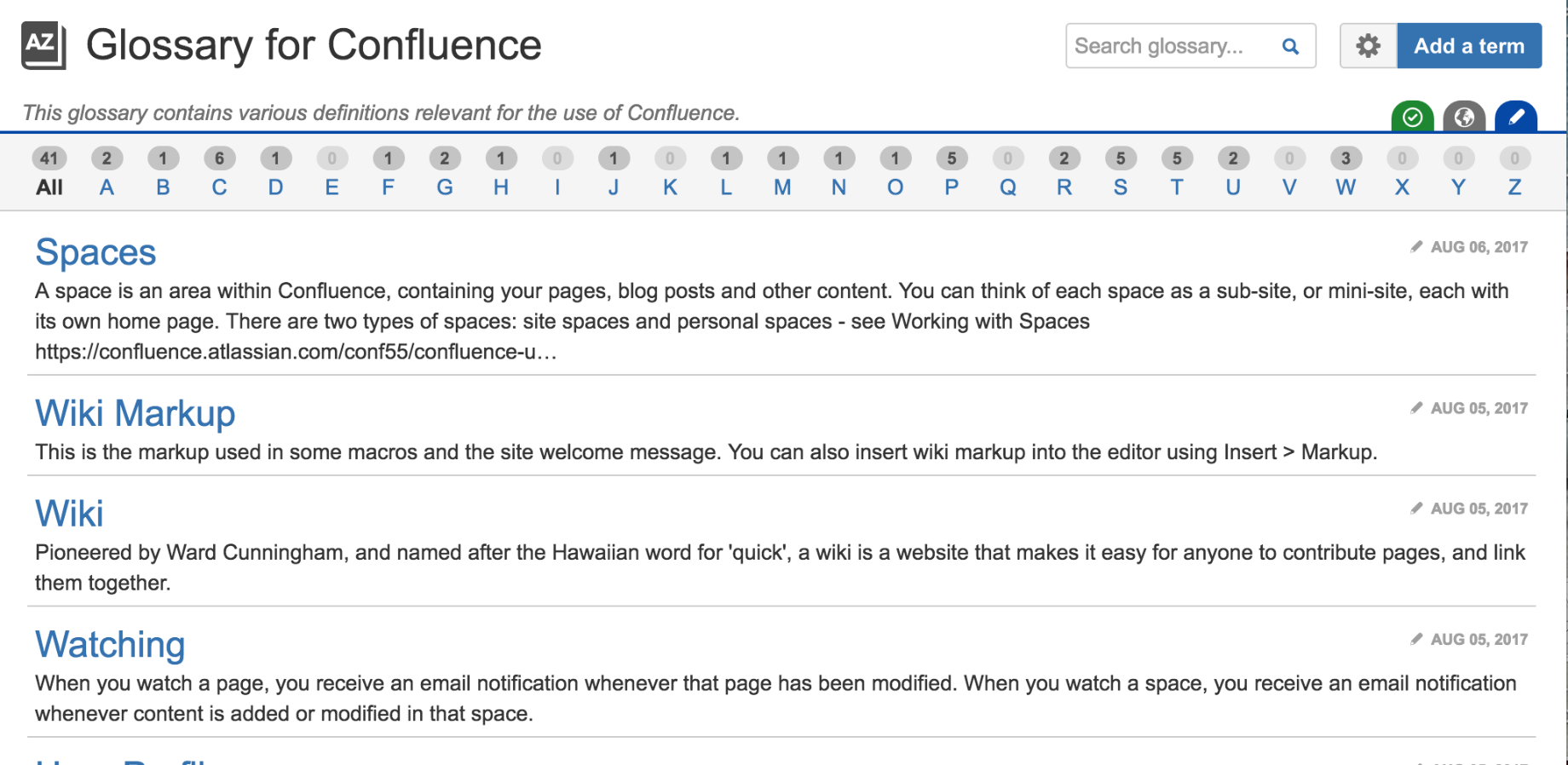 Glossary for Confluence Cloud Atlassian Marketplace