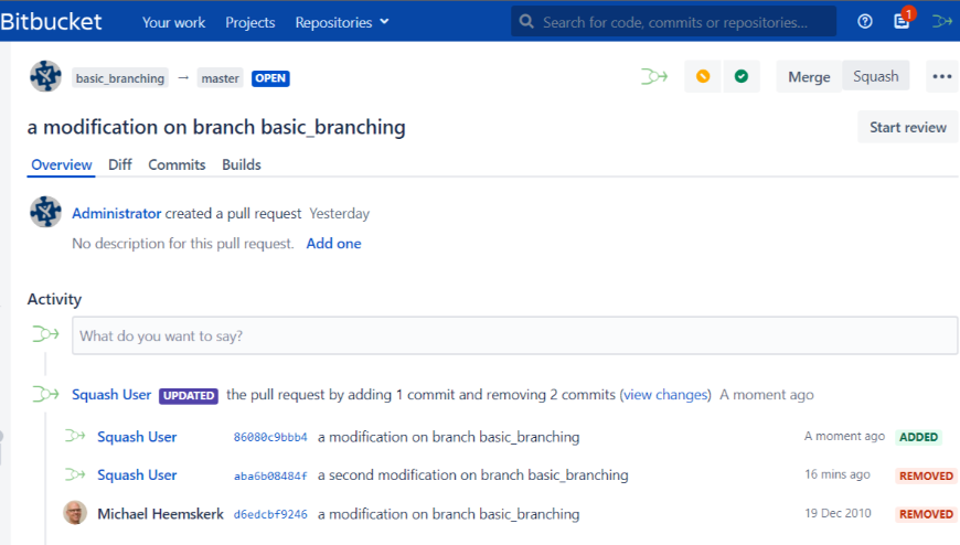 Pull Request Squash Button for Bitbucket | Atlassian Marketplace image.