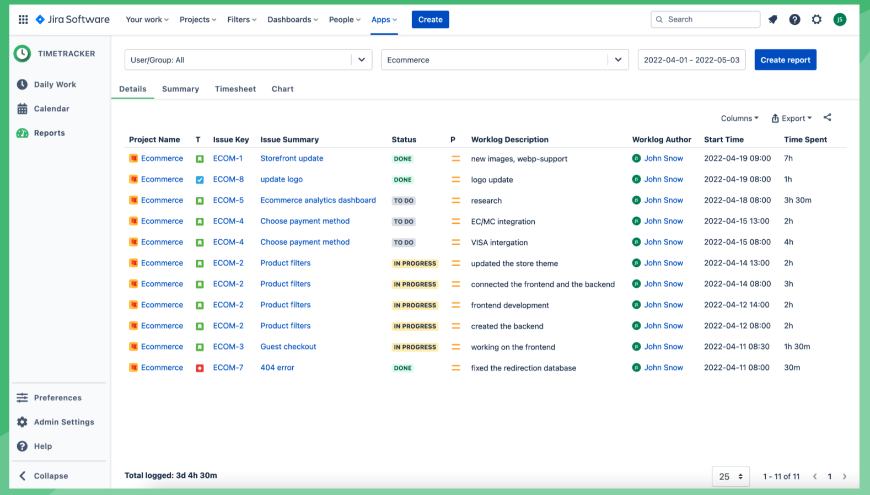 Timetracker - Time Tracking & Reporting for Jira | Atlassian Marketplace