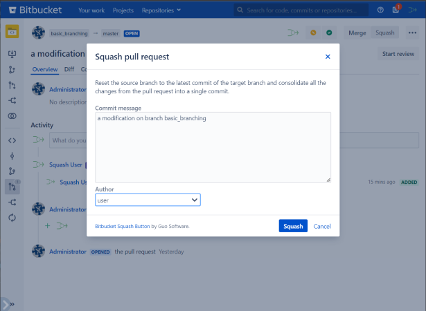 Pull Request Squash Button for Bitbucket - Version history | Atlassian ...