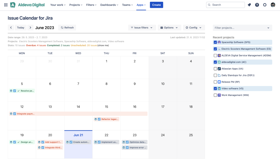 Issue calendar for jira | atlassian marketplace
