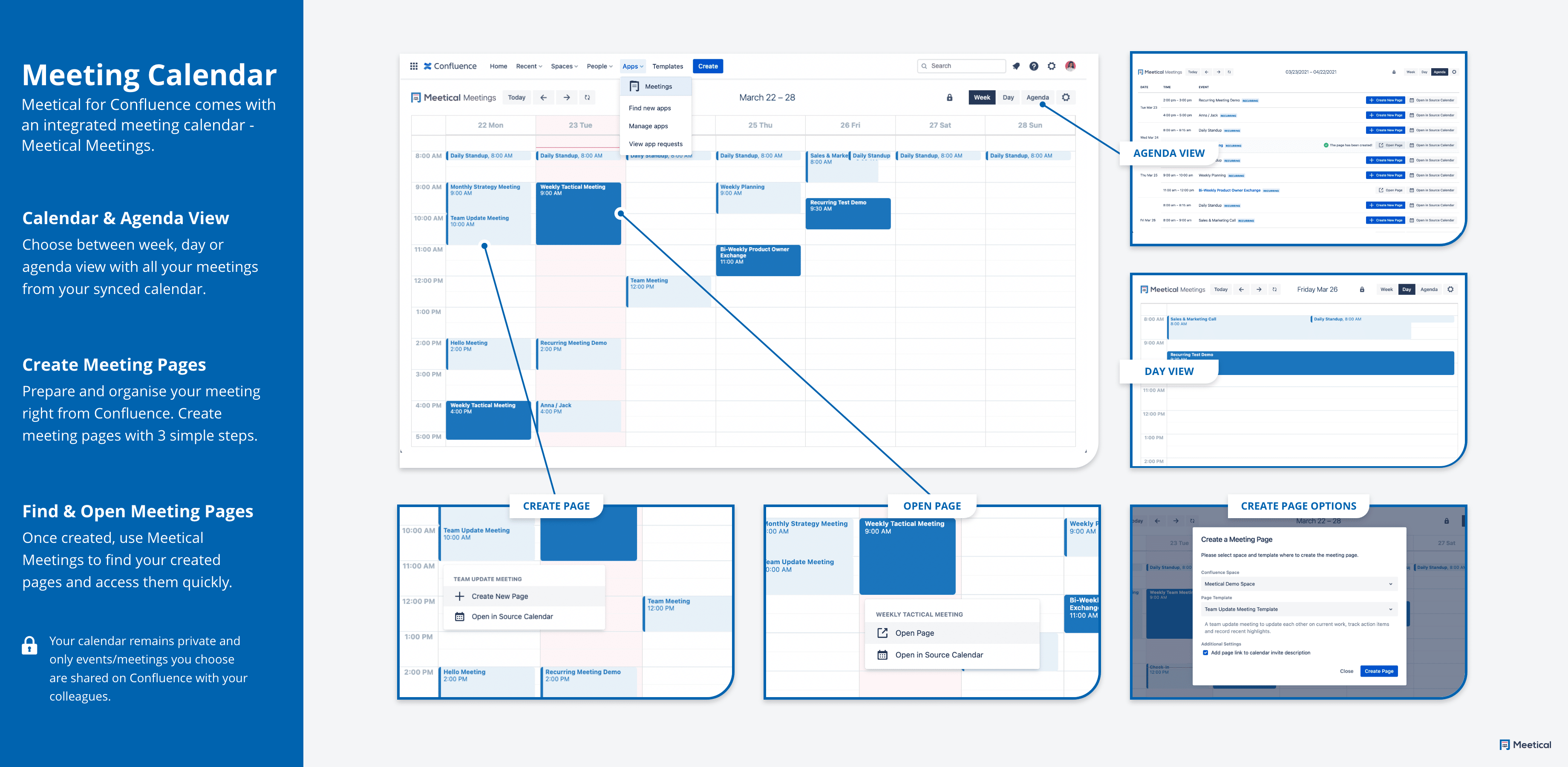 Meetical Meetings for Confluence (Outlook / Google Calendar