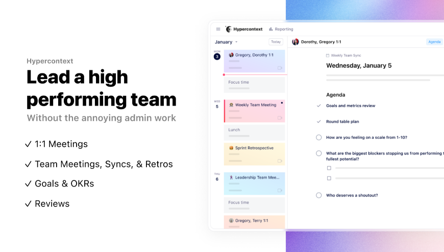 Hypercontext - Meetings, 1:1s, Goals/OKRs, Reviews | Atlassian Marketplace